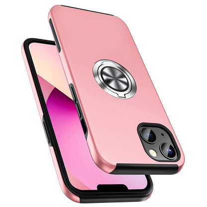 For Gabb Phone 4 Pro Military Grade Hybrid Case with Flat Metal Ring 360° Rotation Kickstand, Slim Fit Back Hard PC Case Cover Pink