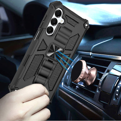 For Samsung Galaxy A16 5G Hybrid Shockproof [Military Grade] Rugged Protective with Magnetic Car Mount & Invisible Stand Case Cover