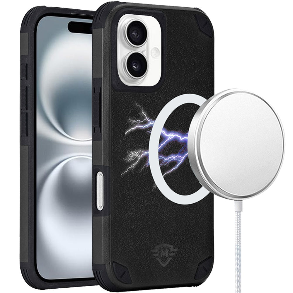 For Apple iPhone 16 (6.1") Heavy Duty Dual-Layer Rugged Protection, Shockproof Protective Tough Magnetic Compatible with MagSafe Case Cover