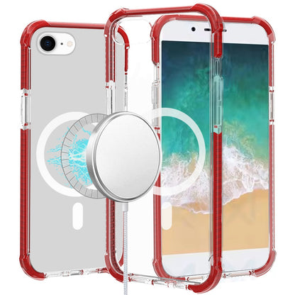 For Apple iPhone 16e Magnetic Acrylic Case Transparent Back, Rugged Colorful Frame, Shockproof Hybrid, MagSafe Compatible Case Cover