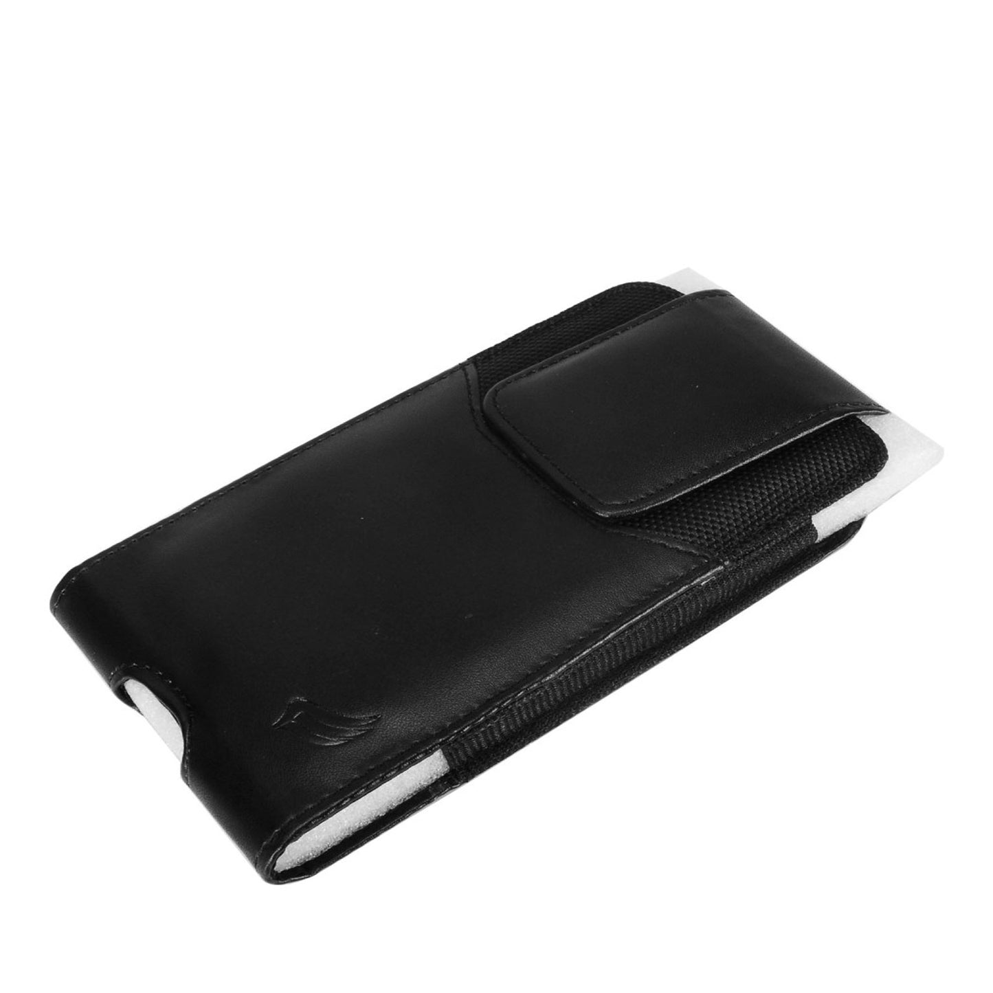 For Apple iPhone 16 (6.1") Vertical PU Leather Cell Phone Carrying Case Pouch with Belt Clip Holster Universal Phone Holder Waist Pouch [Black]