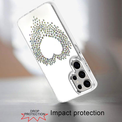 For Samsung Galaxy S25 Fan Edition /Galaxy S25 FE Angel Hearts Bling Glitter Diamond Hybrid TPU Cover, Colorful Frame Shockproof Protective Back Case Cover Silver