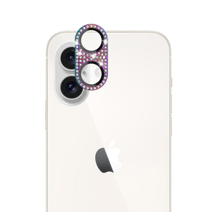 For Apple iPhone 16 (6.1") Camera Lens Full Tempered Glass With Diamond Bling Glitter Rhinestone Lens Protective Case Cover
