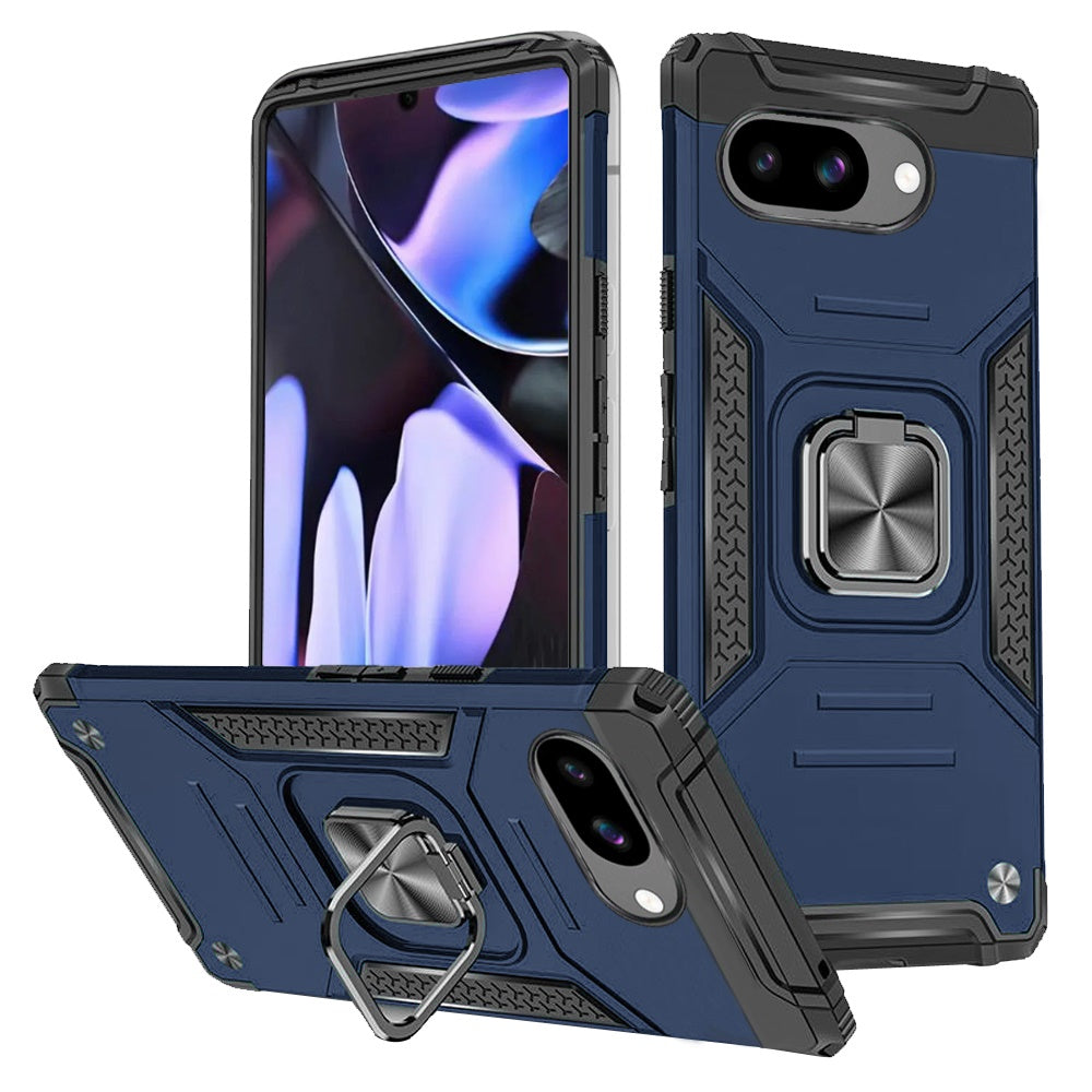 For Google Pixel 9A Armor Hybrid Magnetic Stand with Ring Holder Kickstand Shockproof Heavy-Duty Durable Rugged TPU Dual Layer Case Cover