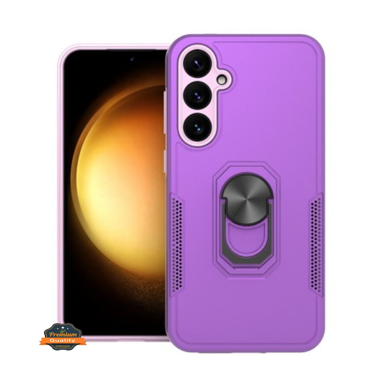 For Samsung Galaxy A16 Slim Hybrid Case with Ring Stand 360° Rotate & Magnetic Back Grip Kickstand Military Grade Shockproof Protector