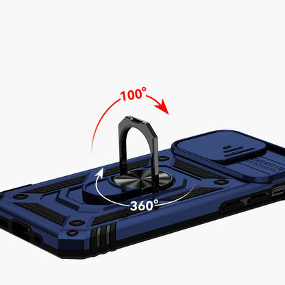 For Samsung Galaxy S20 Ultra Hybrid Ring Shockproof with 360° Rotate Ring Kickstand, Camera Lens Protection, Soft Edge Bumper Case Cover Blue