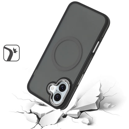 For Apple iPhone 16 Pro (6.3") Frosted Translucent Back Hybrid with Magnetic Circle MagSafe Compatible, Military Grade Shockproof Case Cover