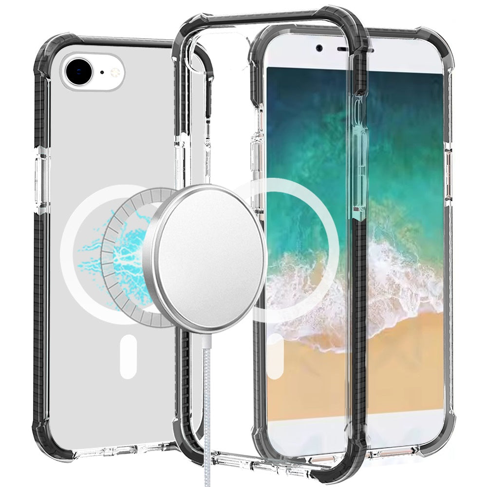 For Apple iPhone 16e Magnetic Acrylic Case Transparent Back, Rugged Colorful Frame, Shockproof Hybrid, MagSafe Compatible Case Cover