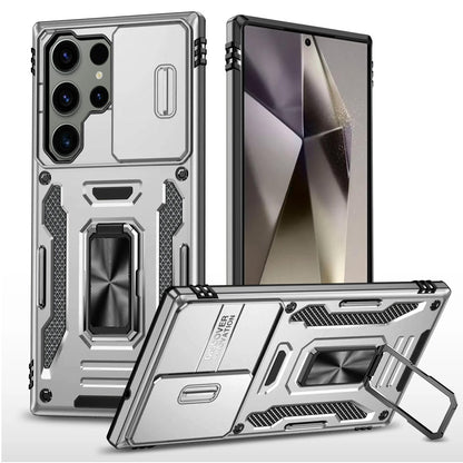 For Samsung Galaxy S25+ /S25 Plus /S24+ Plus Tough Hybrid Case with Movable Camera Window & Metal Ring Stand Shockproof Case Cover