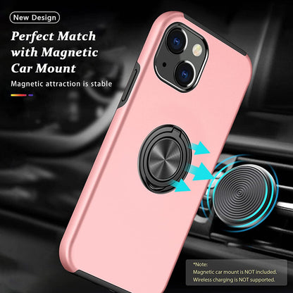 For Gabb Phone 4 Pro Military Grade Hybrid Case with Flat Metal Ring 360° Rotation Kickstand, Slim Fit Back Hard PC Case Cover Pink