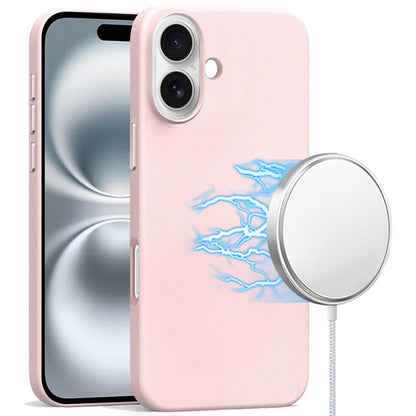 For Apple iPhone 16 Pro (6.3") PU Leather with inner Magnetic Circle Compatible with MagSafe, Rubber TPU Colored Metal Buttons Case Cover