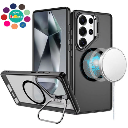 For Apple iPhone 16 Pro (6.3") Heavy Duty Metallic Hybrid Tough TPU with Camera Ring Stand, MagSafe Compatible, Rugged Drop Protection Case Cover