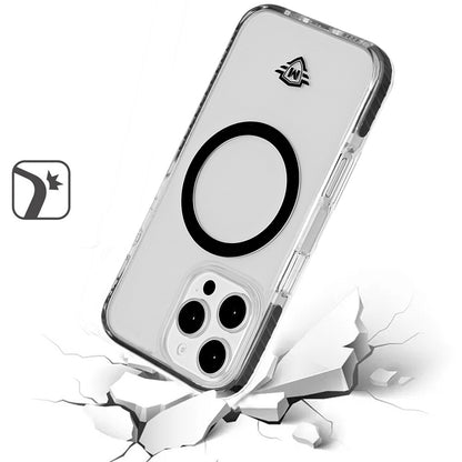 For Apple iPhone 15 Pro Max (6.7") Hybrid Transparent TPU Circle Magnetic [Compatible with MagSafe] Shockproof Color Frame Bumper Case Cover