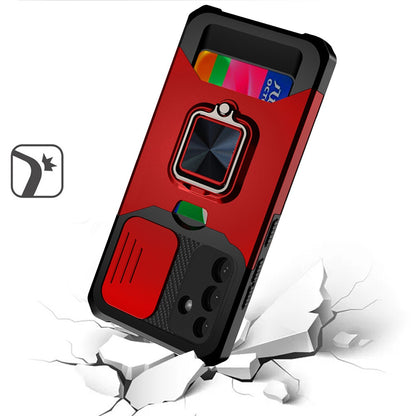 For Samsung Galaxy A36 Wallet Case with Ring Stand & Slide Camera Cover Back Credit Card Slot Holder, Military Grade Case Cover