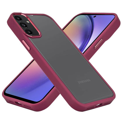 For Samsung Galaxy A16 5G Slim Fit Hybrid Transparent Thick Acrylic with Metal Buttons Frame Protective Hard PC + TPU Shockproof Case Cover