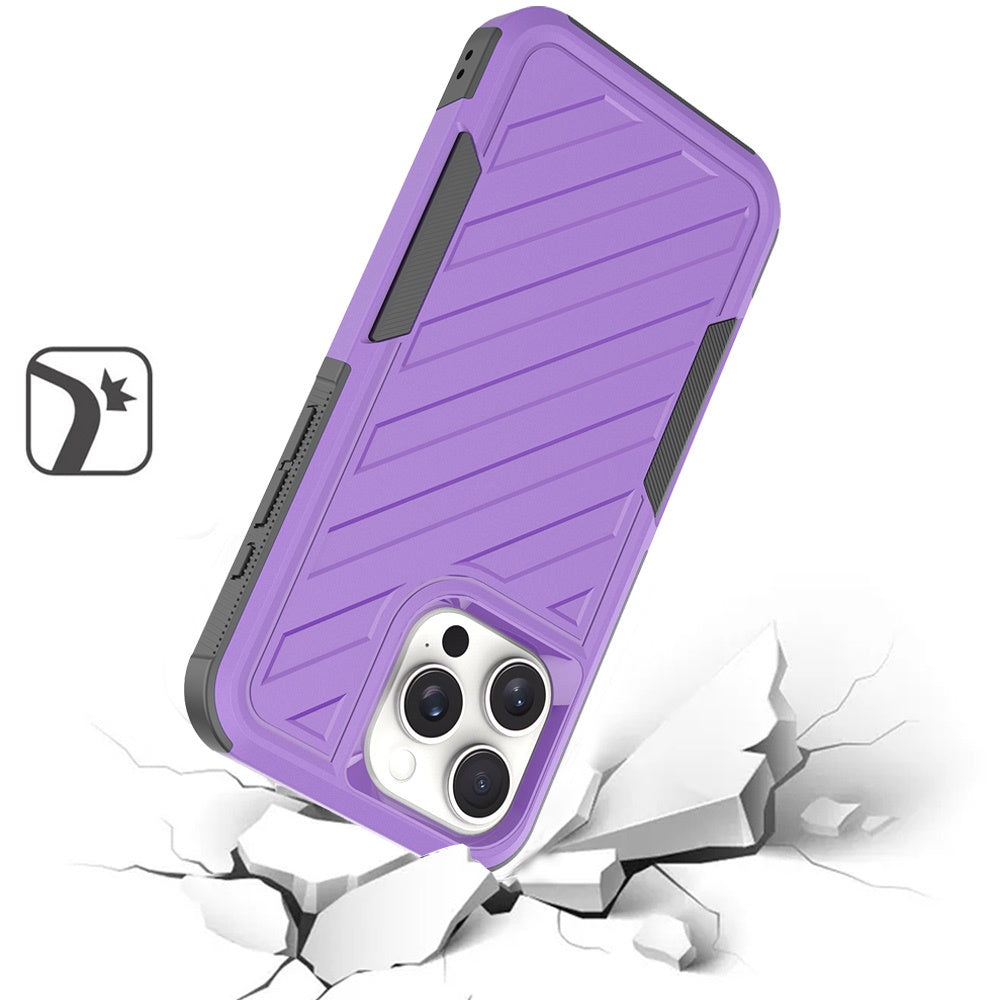 For Apple iPhone 16e Hybrid lined shockproof dual layer Rugged 2in1 Hard PC & Silicone TPU Non Slip Textured Tough Armor Case Cover Purple