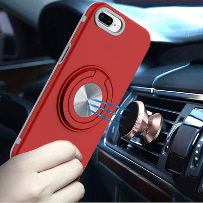 For Apple iPhone SE 3 (2022) SE/8/7 Metal Matte Hybrid with Invisible Rotational Ring Stand, Car Mount Friendly, Military Grade Slim Fit Sturdy Case Cover