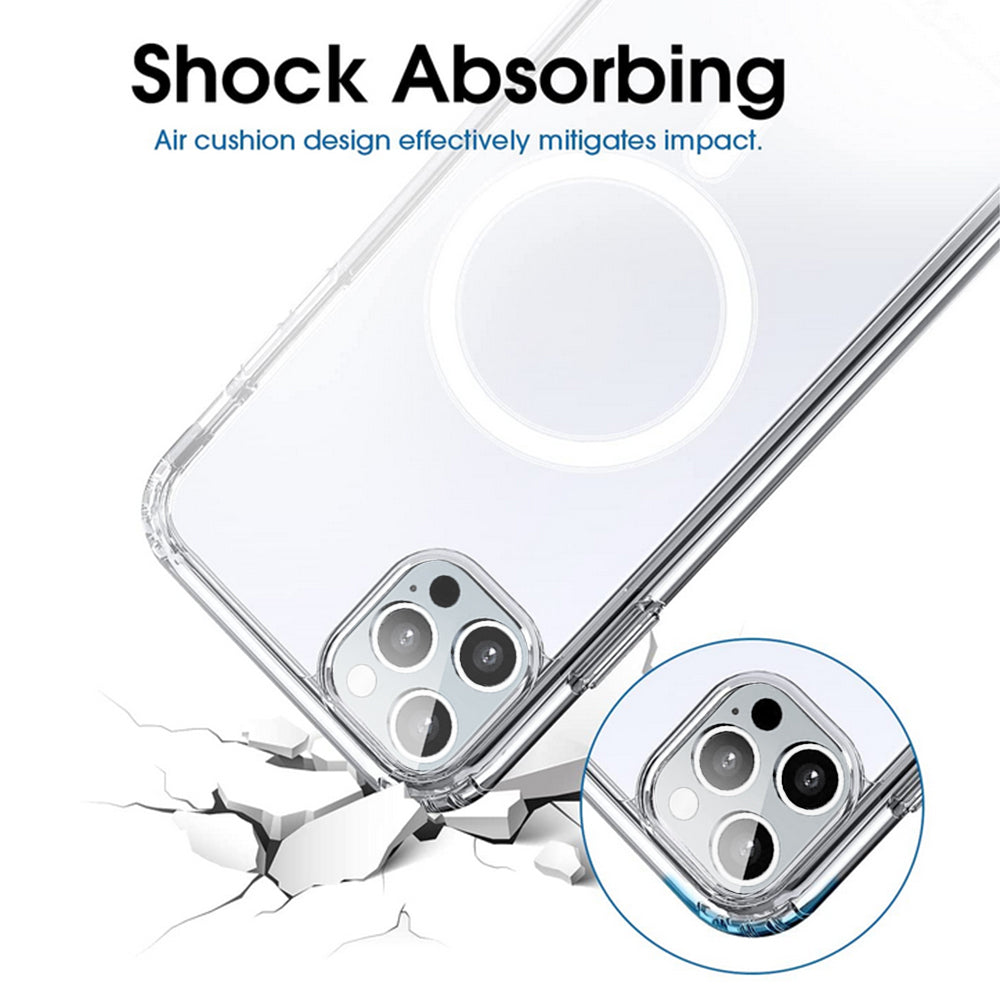 For Apple iPhone 15 Pro (6.1") Crystal Clear Hybrid Impact Case with Magsafe Compatibility Hard Slim PC TPU Rubber Transparent Phone Case Cover