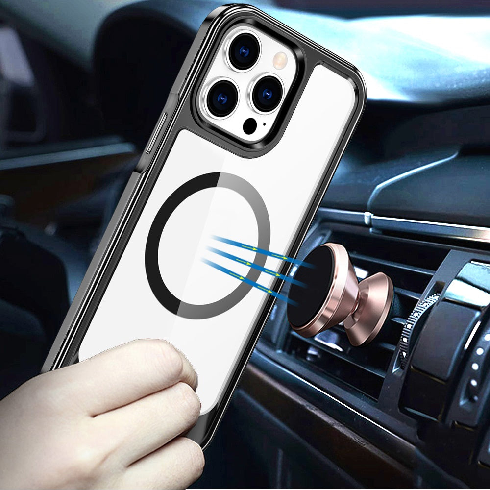 For Apple iPhone 15 Transparent HQ Hybrid Slim, Shockproof, Compatible with MagSafe wireless charging & Military-Grade Case Cover