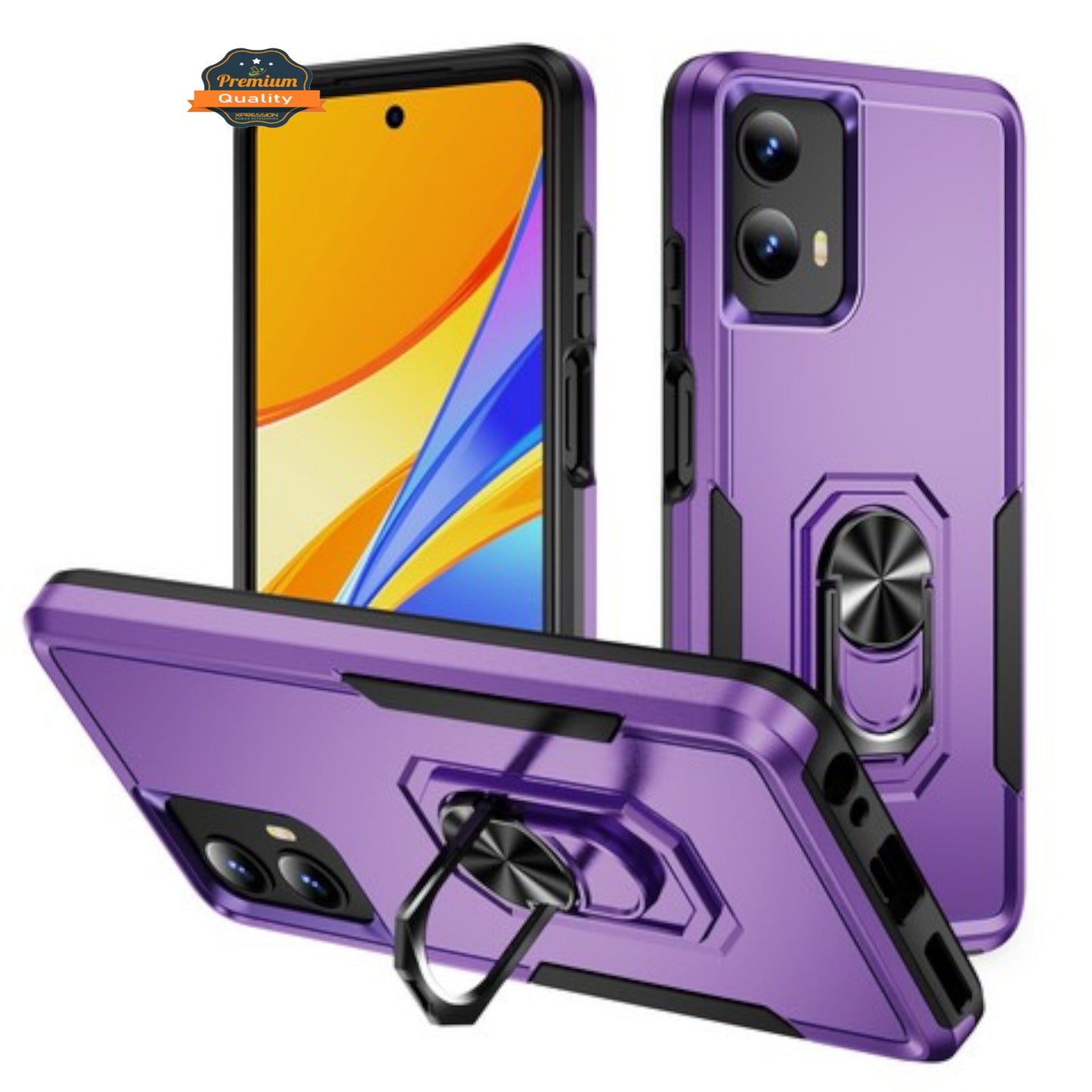 For Motorola Moto G Stylus 5G 2025 Heavy Duty Rugged Hybrid, Dual-Layer Shockproof Protection with Magnetic Ring Stand Holder Case Cover
