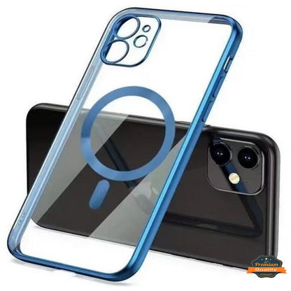 For iPhone 16 Pro Max Clear Hybrid Case with Plating Chrome Frame, Camera Protection, MagSafe Compatible Case Cover