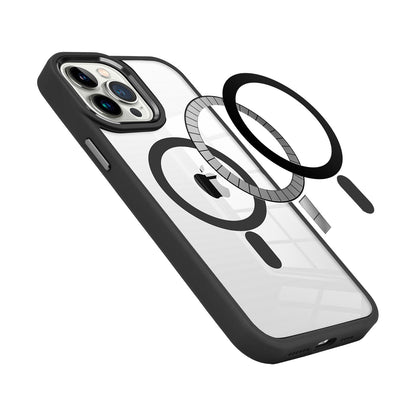 For Apple iPhone 16 Pro (6.3") MagSafe Compatible Transparent Greatest Clear Acrylic with Color Frame Thick Hybrid TPU Hard Case Cover