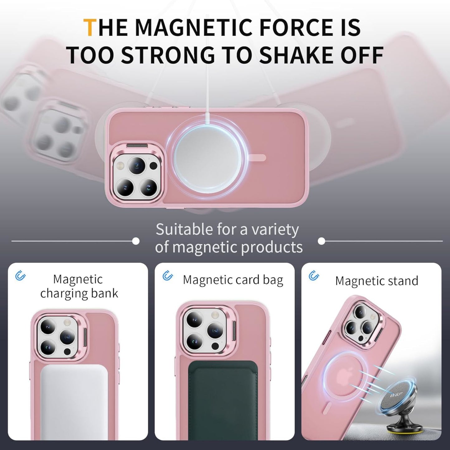 For Apple iPhone 17 Pro Clear Back Hybrid with MagSafe Compatible Metal Camera Stand Colorful Bumper Frame Shockproof Case Cover