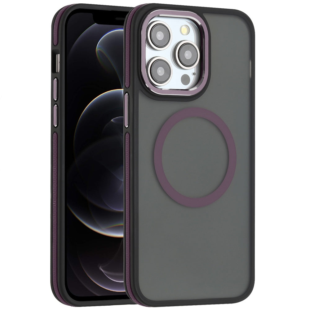 For Apple iPhone 16 Pro (6.3") Frosted Translucent Back Hybrid with Magnetic Circle MagSafe Compatible, Military Grade Shockproof Case Cover