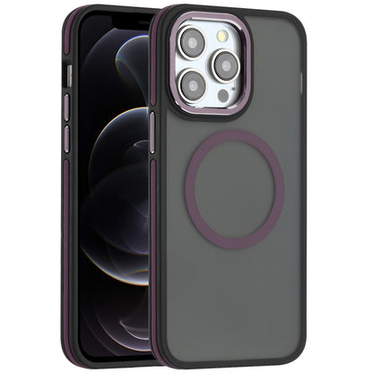 For Apple iPhone 16 Pro (6.3") Frosted Translucent Back Hybrid with Magnetic Circle MagSafe Compatible, Military Grade Shockproof Case Cover