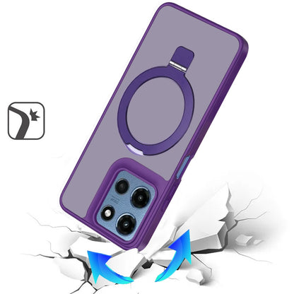 For Apple iPhone 11 Magnetic Circle Back with Ring Stand Full Rotation Matte Hybrid Shockproof Case Cover Purple