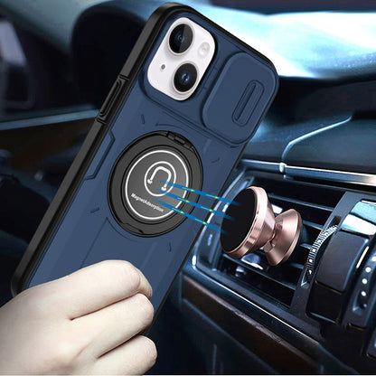 For Apple iPhone 11 Pro Max Build in Invisible Magnetic Ring Stand with Slide Camera Protector, fit Magnetic Car Mount [Compatible with MagSafe] Case Cover Blue