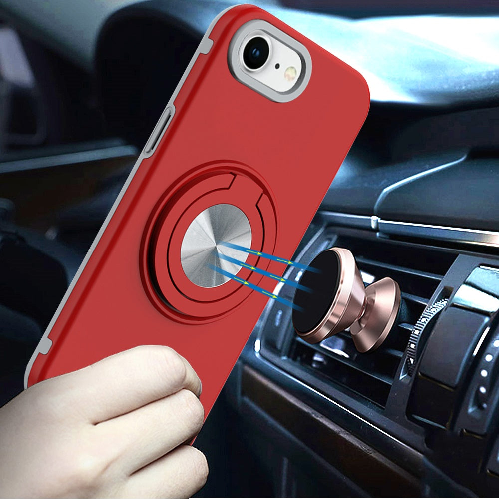 For Samsung Galaxy S25 EDGE Metal Matte Hybrid with Invisible Rotational Ring Stand, Car Mount Friendly, Military Grade Slim Fit Sturdy Case Cover