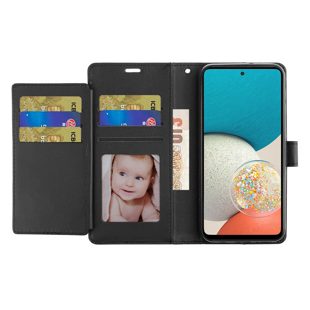 For Apple iPhone 16 Pro (6.3") Premium Leather Wallet with Credit Card ID Slots Cash Holder Duo Flip Pouch Stand and Strap Case Cover