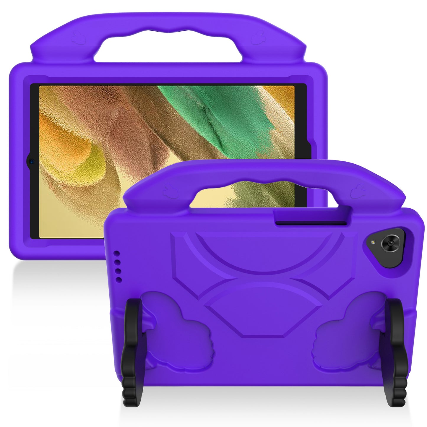 For Kid-Friendly Hybrid Tablet Shockproof Stand Case Antislip Rubber Silicone TPU - Thumbs Up Kickstand Purple Tablet Case Cover