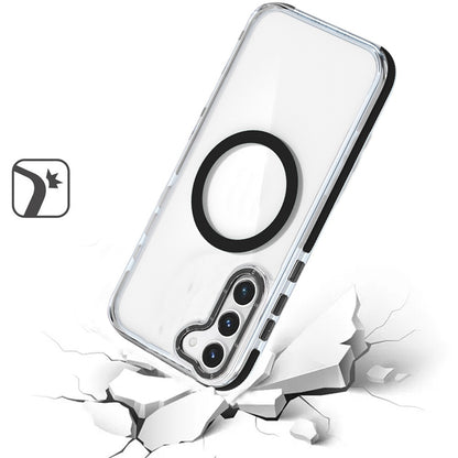 For Samsung Galaxy S21+ Plus Transparent back with Colorful Frame Strong Magnetic Circle [Compatible with Magsafe] Slim Case Cover Clear Black