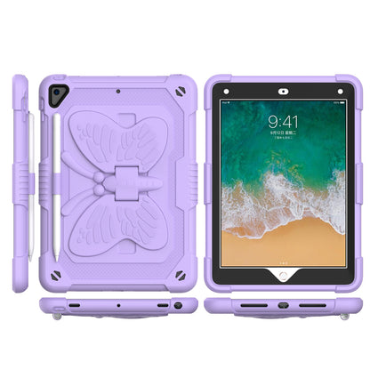For Butterfly Wings Kickstand 3in1 Tough Hybrid with Pencil Holder Heavy Duty Rugged Shockproof Full Protective Purple Tablet Case Cover