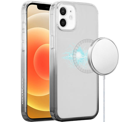 For Apple iPhone 16 (6.1") Transparent Two Tone Gradiant Magnetic Space [Compatible with Magsafe] Hybrid Shockproof Protective Case Cover