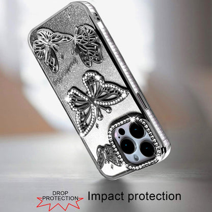For Samsung Galaxy A16 Luxury Butterfly Sparkle Glitter Diamond Crystal Rhinestone Shimmer Bling Plating Thick TPU Hard PC Case Cover