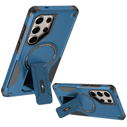 For Samsung Galaxy S25+ /S25 Plus /S24+ Plus Magnetic Invisible Kickstand Holder with Magsafe, Slim Fit Shockproof Hybrid Military Grade Heavy Duty Case Cover