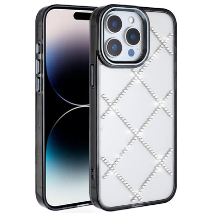 For Apple iPhone 11 Gem Glitter Diamond Bling Clear Hybrid TPU Cover, Colorful Shockproof Protective Back, Slim Fit for Women Girls Case Cover