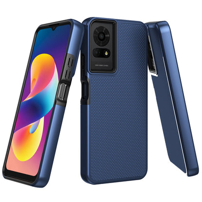 For TCL 50 LE Dual Layer Heavy-Duty Hybrid Rugged Case Rugged Texturized TPU & PC Shockproof Silicone Military Grade Case Cover Blue