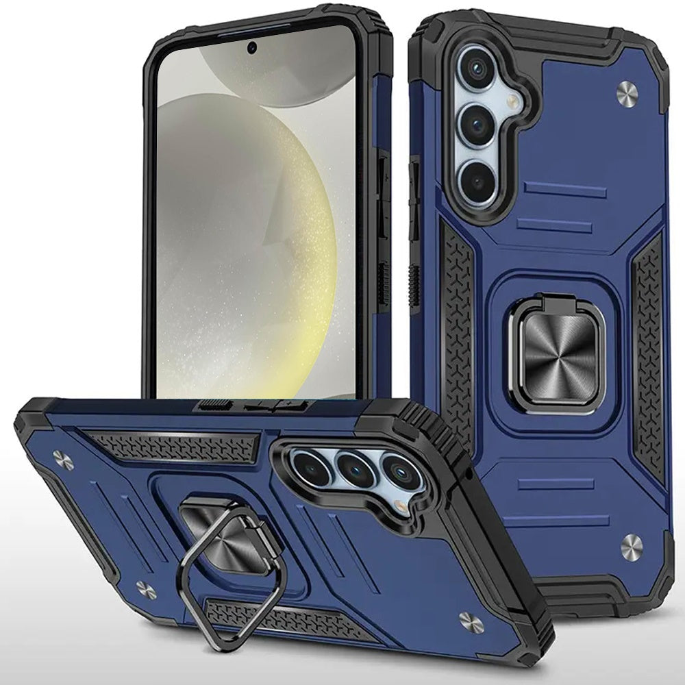For Samsung Galaxy S25+ /S25 Plus /S24+ Plus Armor Hybrid Magnetic Stand with Ring Holder Kickstand Shockproof Heavy-Duty Durable Rugged TPU Dual Layer Case Cover