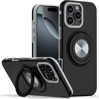 For Samsung Galaxy A06 Metal Matte Hybrid with Invisible Rotational Ring Stand, Car Mount Friendly, Military Grade Slim Fit Sturdy Case Cover