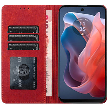 For Apple iPhone 16 Pro (6.3") Premium Wallet PU Vegan Leather ID Credit Card Slot Money Holder with Magnetic Closure Pouch Flip Case Cover Red