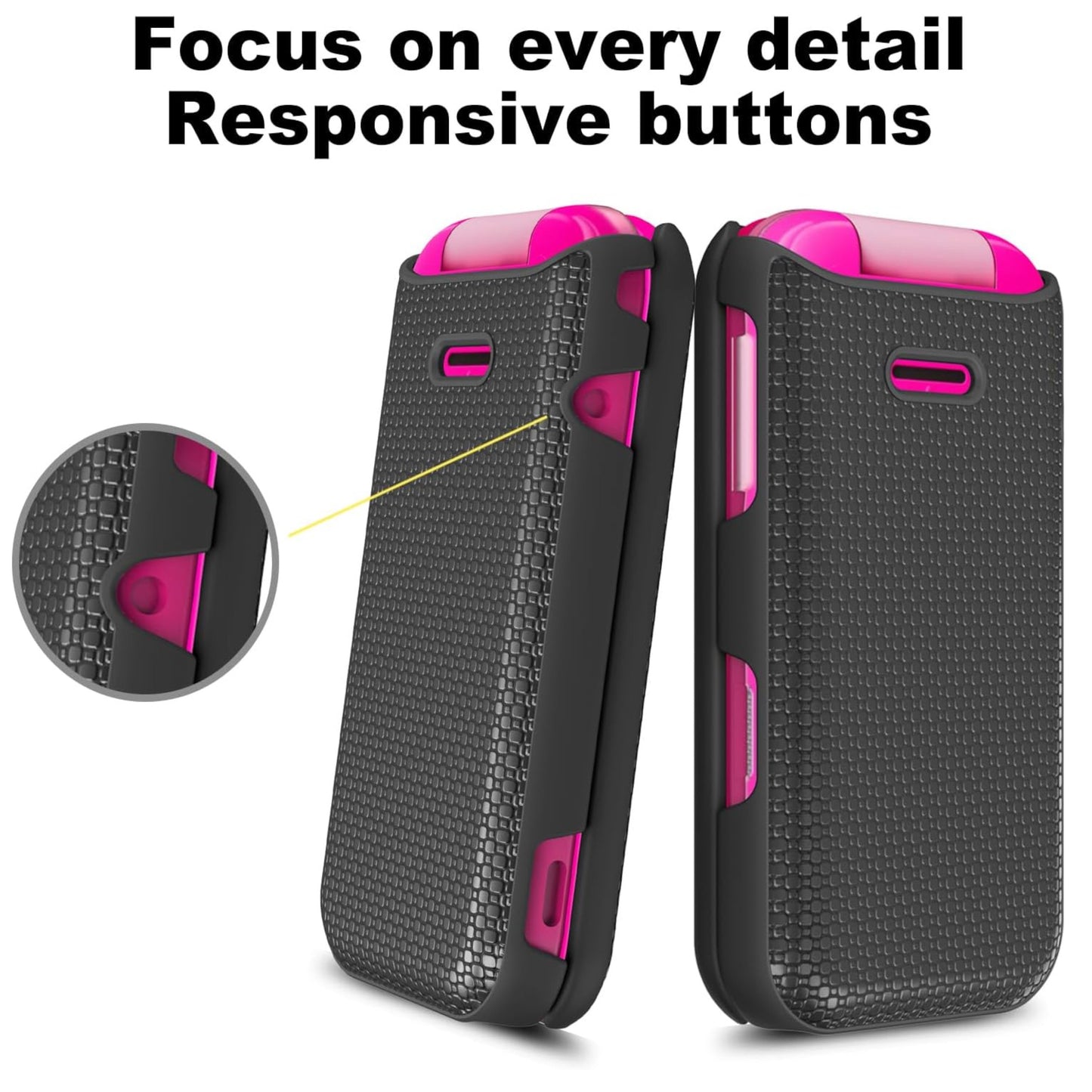 For HMD Barbie Flip Dual Layer Slim & Tough Hybrid Shockproof Heavy Duty Rubber TPU Matte with Textured Rugged Shell Protection Case Cover