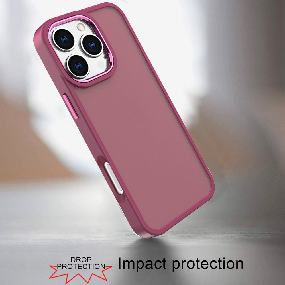 For Apple iPhone 16 Pro (6.3") Slim Fit Thin Hybrid Frosted Matte Polished Oil Thick Acrylic Hard PC TPU Rubber Frame Case Cover