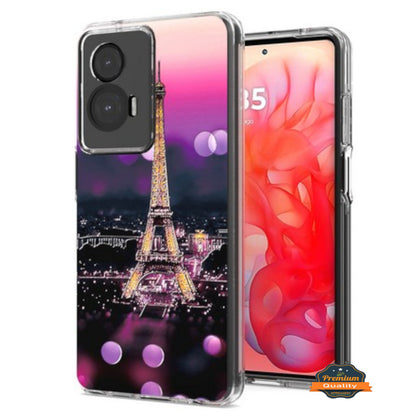 For Motorola Moto G Stylus 5G 2025 Hybrid Clear Frame with Trendy Pattern Design, Shockproof Hard Back & TPU Rubber Case Cover