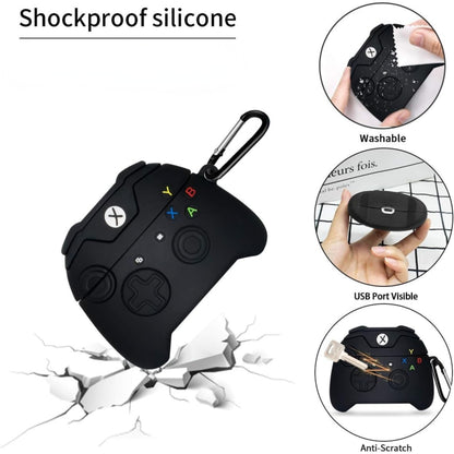 For Airpods Pro 3 Hybrid Cute 3D Fun Design Silicone Skin Cartoon Animal with Keychain Buckle Holder Rubber TPU Soft Case Cover Game Console Black