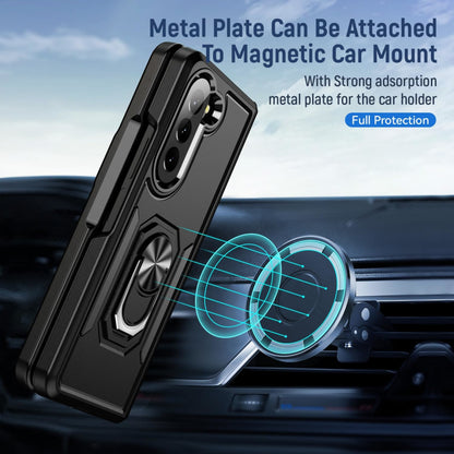 For Samsung Galaxy Z Fold 7 Shockproof Hybrid Dual Layer PC + TPU with Metal Ring Kickstand Heavy Duty Armor Shell Case Cover