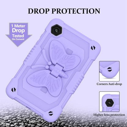 For Butterfly Wings Kickstand 3in1 Tough Hybrid with Pencil Holder Heavy Duty Rugged Shockproof Full Protective Purple Tablet Case Cover